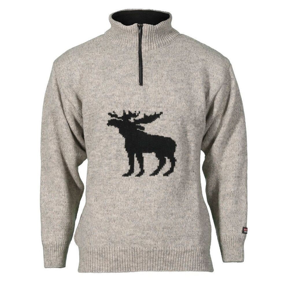 Eskimo Norwegian Wool Sweater Quarter Zip Up Moose Sweater Men's Large